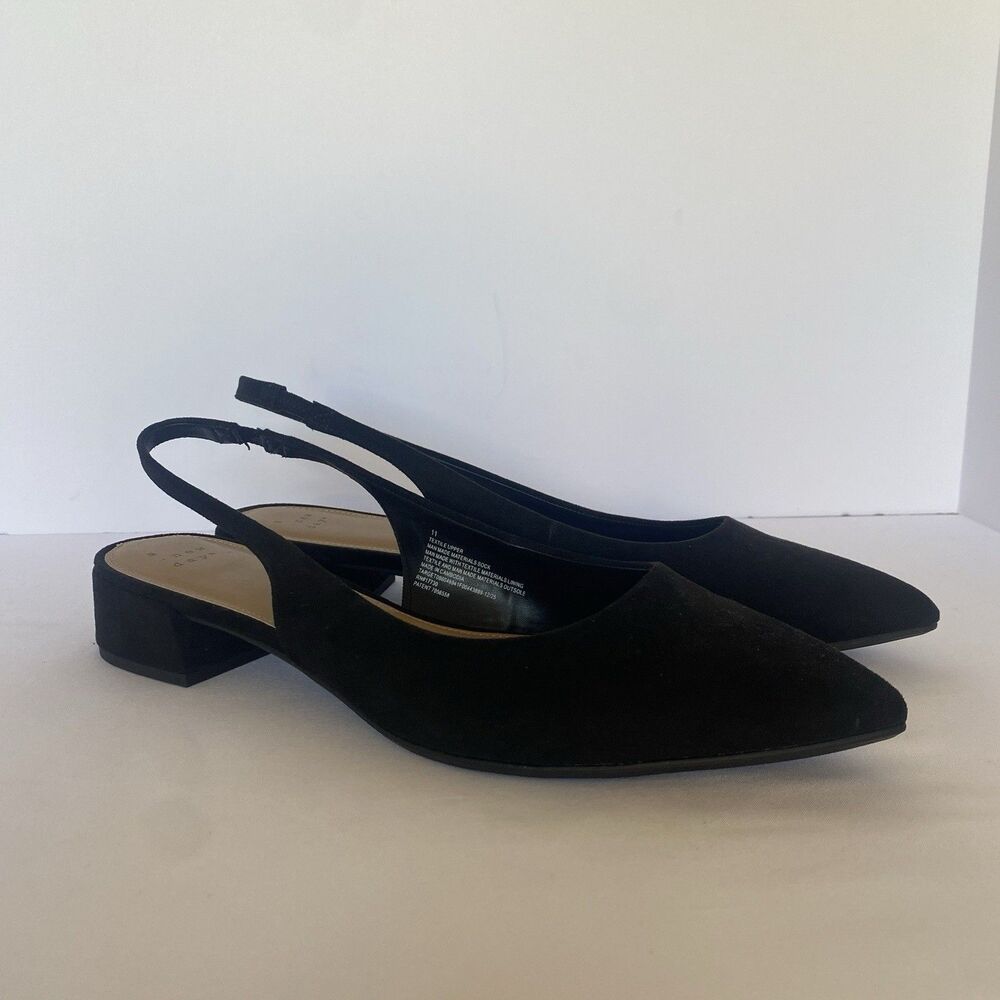 A New Day Black Slingback Pointed Toe Flats Size 11
